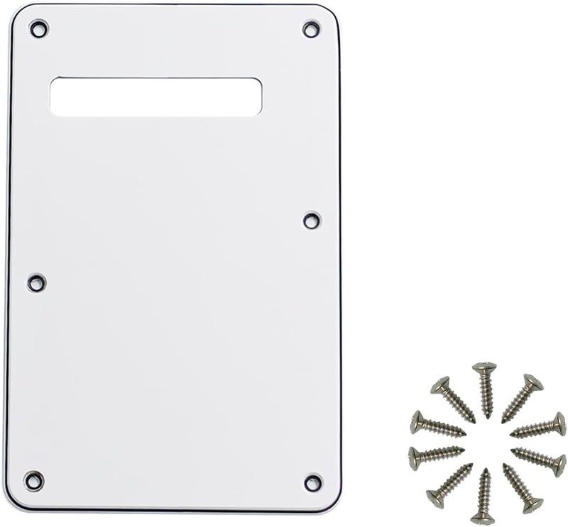 phrilam Store 6 Holes Guitar Back Plate Cavity Cover Pickguard for Fender Standard Stratocaster Strat ST Modern Style Electric Guitar,White 3ply - Image 1